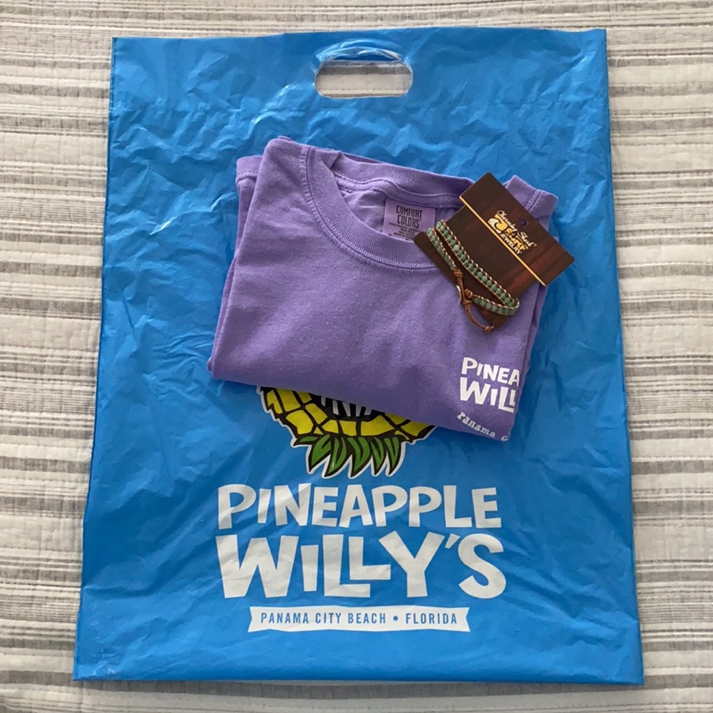 Pineapple Willy’s Violet Stacked Pineapples Tee/Bracelet